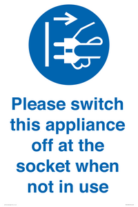 Please switch this appliance off at the socket when not in use